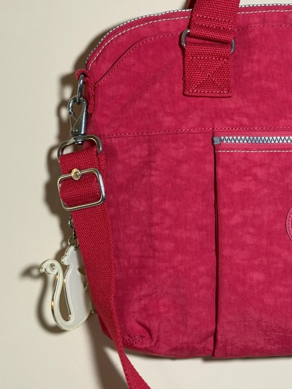 Kipling Digifly Laptop Bag 15” Red Nylon Crossbody Satchel Monkey Keychain